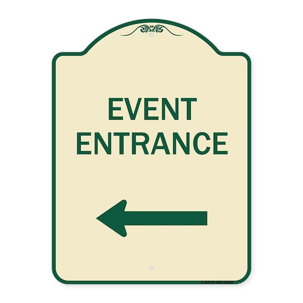 Signmission N Event Entrance With Left Arrow Heavy-Gauge Aluminum Architectural Sign, 24" H, TG-1824-23865 A-DES-TG-1824-23865 - main